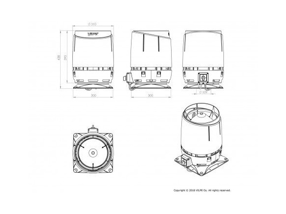 Vilpe Střešní ventilátor ECO 110S Flow + montážní deska 300x300 mm