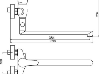 Novaservis –  Novaservis Umyvadlová paneláková baterie Titania Iris, 100 mm, chrom, nástěnná, bez příslušenství,  94473/1,0