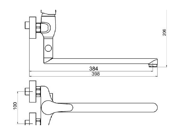 Novaservis Umyvadlová paneláková baterie Titania Iris, 100 mm, chrom, nástěnná, bez příslušenství,  94473/1,0