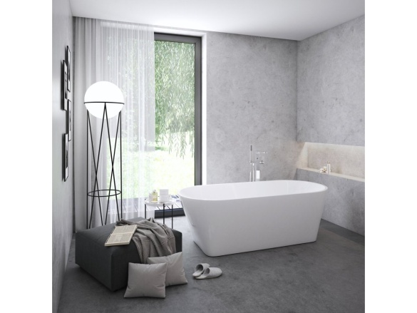 Ravak Vana Solo 178x80, volně stojící, bílá, krytka přepadu a odtoku černá