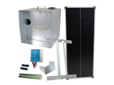 Scobax Základní sada na solární ohradník s přenosnou schránkou, regulátor 10 A, panel 100 W, konzole