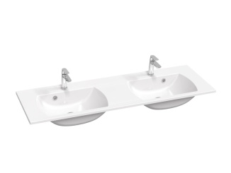 Sanitární keramika –  Ravak Dvojumyvadlo Classic Slim 130, s otvory pro baterie, s přepadem