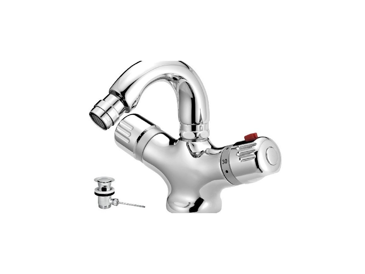 Novaservis Bidetová baterie Aquamat, chrom, stojánková, termostatická, s výpustí,  2611,0