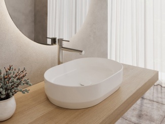 Na dosku –  Ravak Umývadlo Zeta Slim 55, bez otvoru pre batériu, bez prepadu, biela