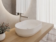 Ravak Umývadlo Zeta Slim 55, bez otvoru pre batériu, bez prepadu, biela