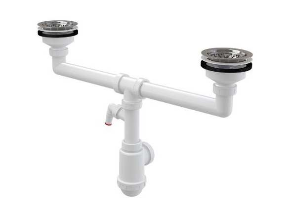 Alcadrain Dřezový sifon A453P s výpustí 115 mm, odpad 40/50 mm, s přípojkou,  A453P