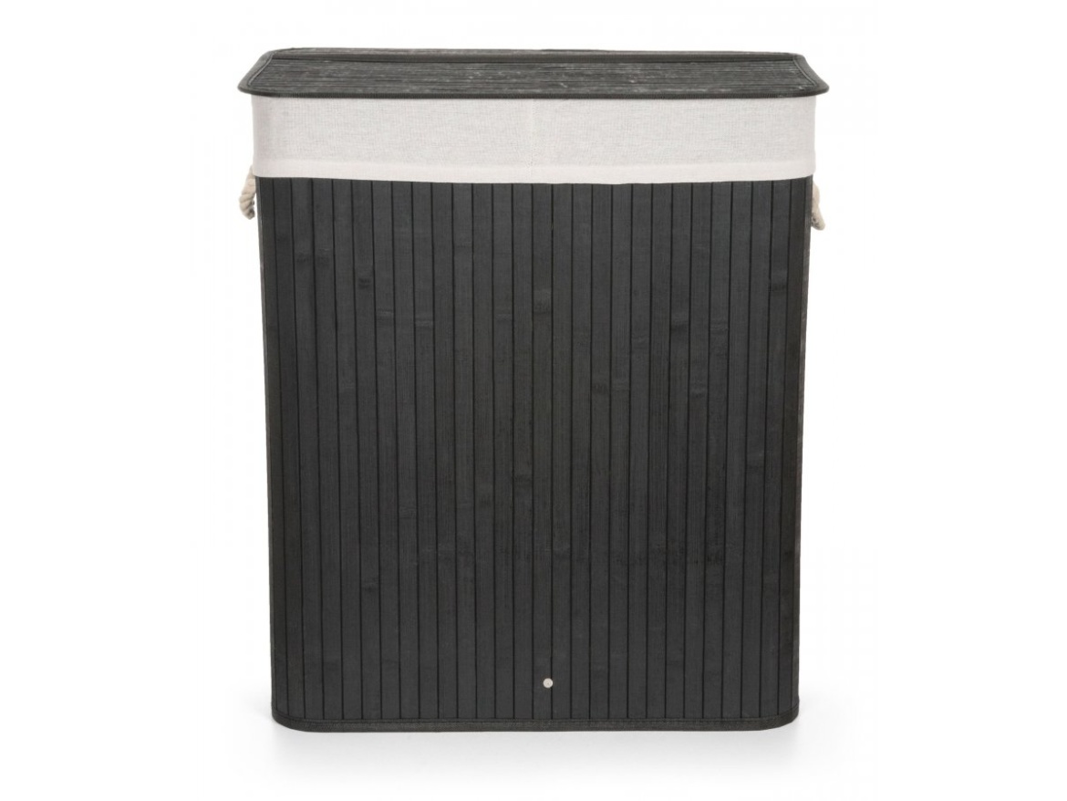G21 Koš na prádlo  105 l s rozdělovačem, bambusový černý s bílým košem