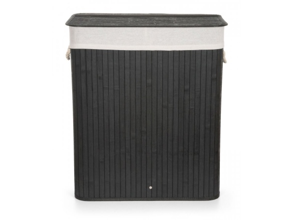 G21 Koš na prádlo  105 l s rozdělovačem, bambusový černý s bílým košem