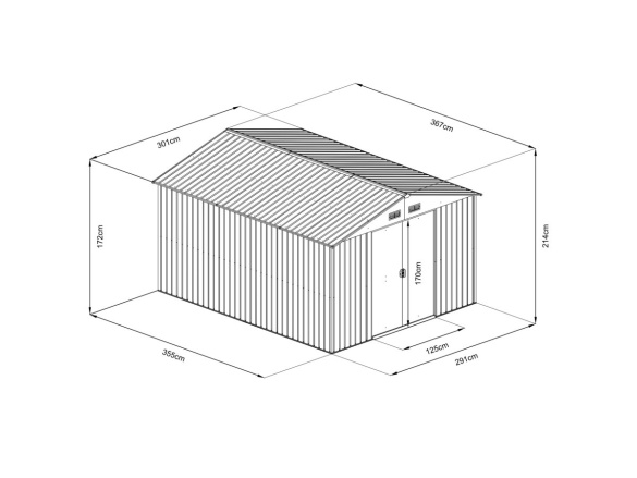 Zahradní domek kovový 3 x 3,7 m se sedlovou střechou antracit Riwall PRO RMSA 12x10 Anthracite