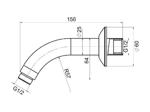 Novaservis Rameno pevné sprchy 16 cm, 1/2", chrom,  RAM200,0