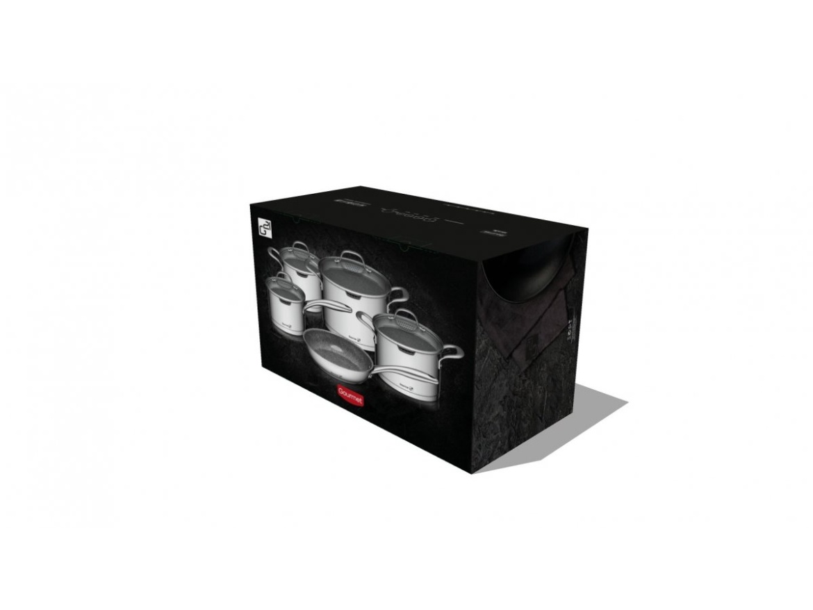 G21 Sada nádobí  Gourmet Miracle s cedníkem, 9 dílů, nerez/greblon