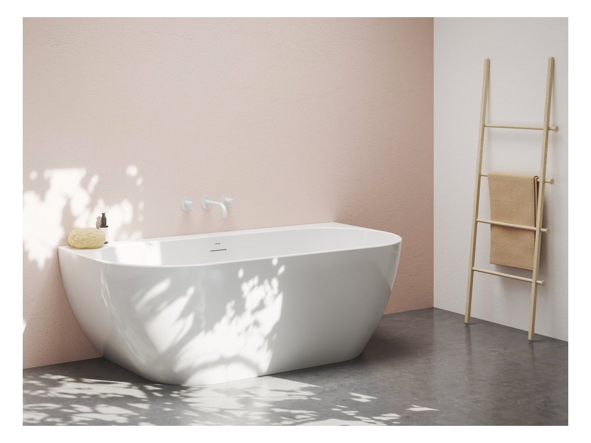 Ravak Vaňa Freedom Wall 166x80, voľne stojaca, biela, krytka odtoku biela/čierna/chróm