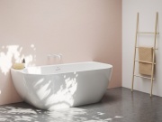 Ravak Vaňa Freedom Wall 166x80, voľne stojaca, biela, krytka odtoku biela/čierna/chróm