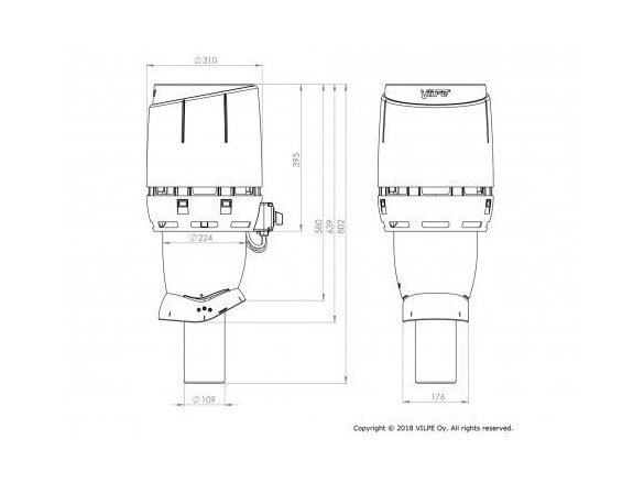 Vilpe Střešní ventilátor FLOW ECO 110P/500