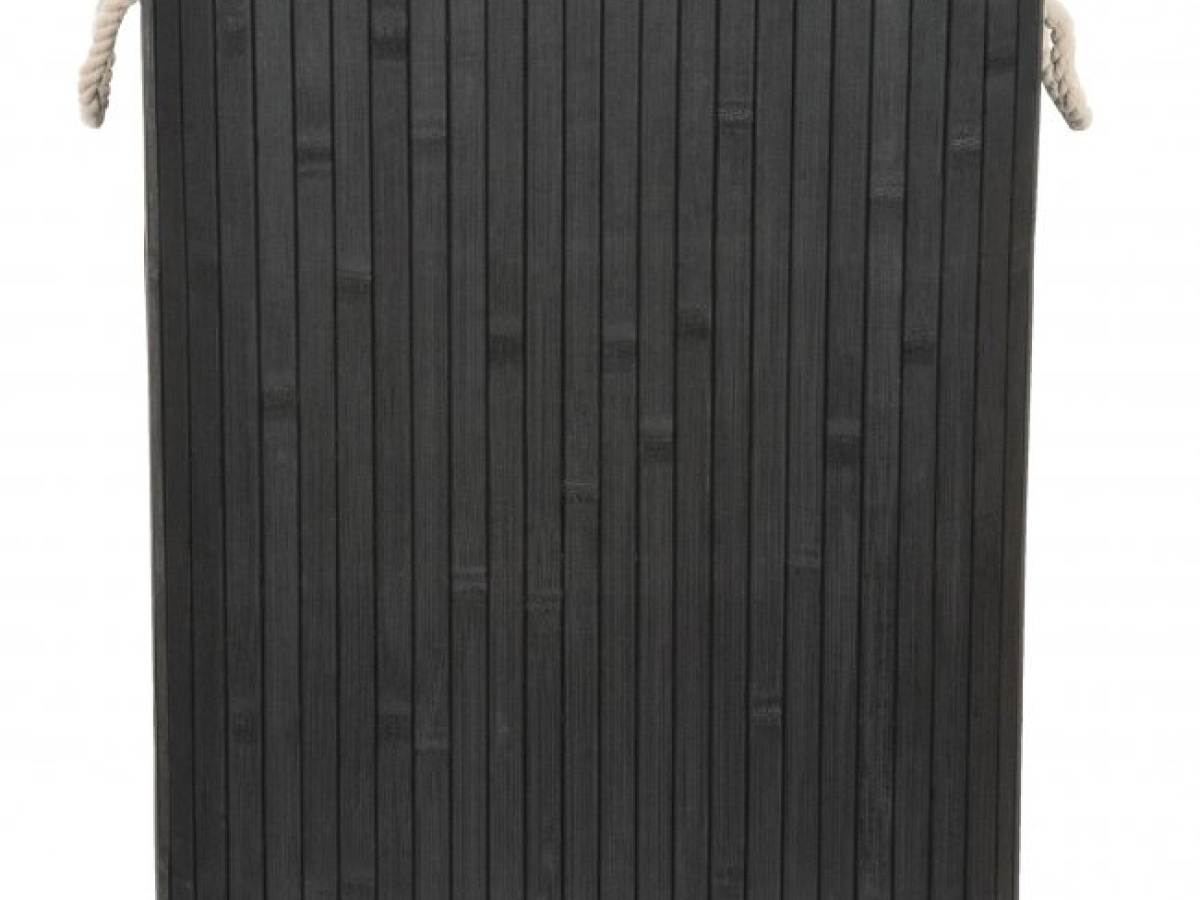 G21 Koš na prádlo  72 l, bambusový černý s bílým košem