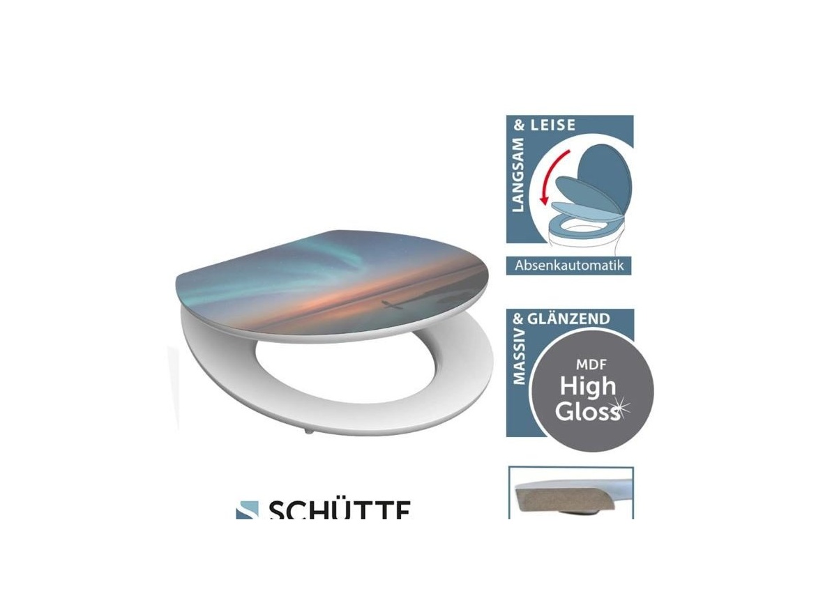 WC sedátka, záchodová prkna Schütte POLAR LIGHTS | MDF HG, Soft Close