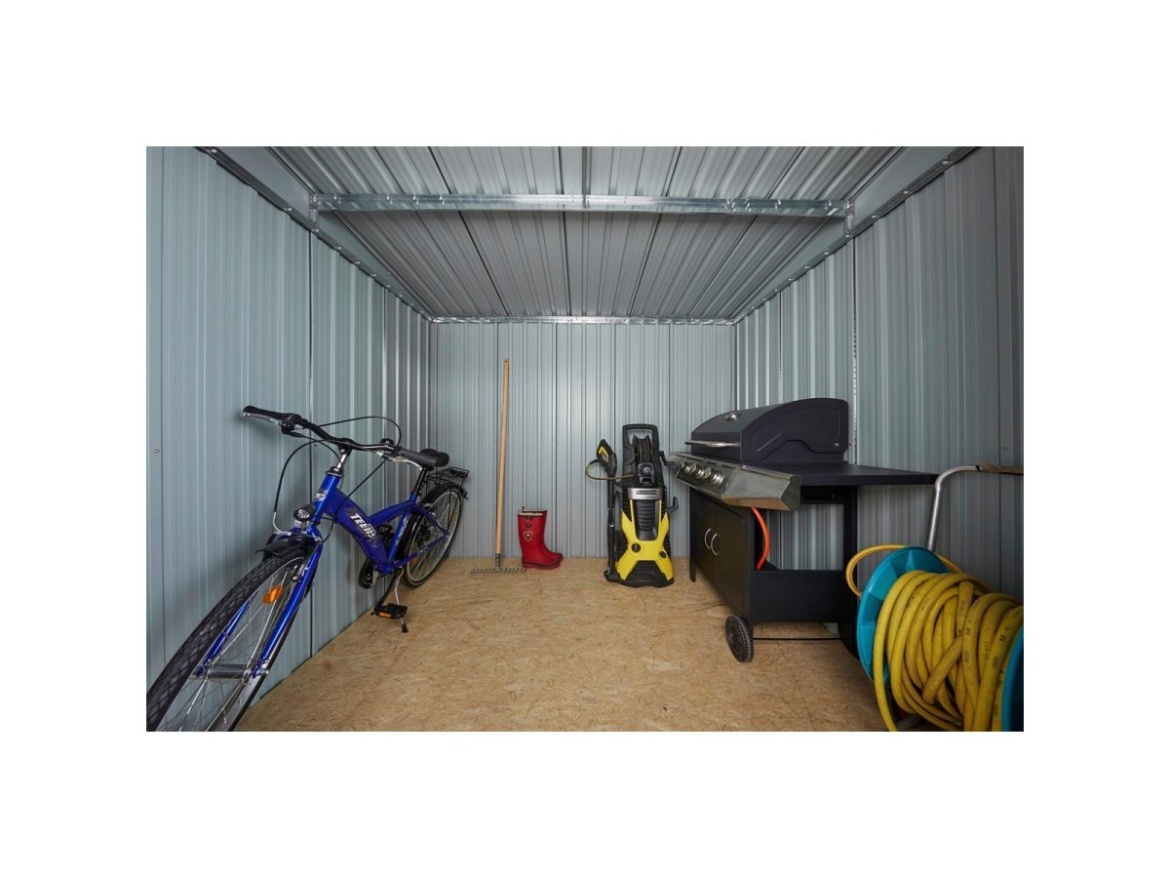 Zahradní domek kovový 2,4 x 2,8 m s pultovou střechou antracit Riwall PRO RMSP 9x8 Anthracite LUX