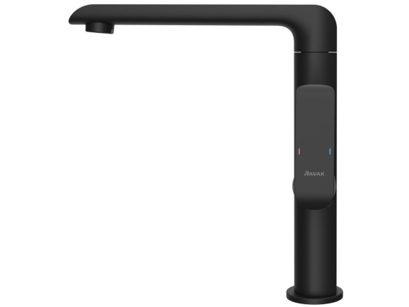 Ravak FL 016.20BLM Umyvadlová stojánková baterie 262 mm s otočným ramínkem, bez výpusti, černá matná