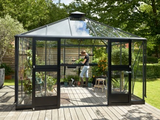 Oázis –  Juliana Oase 3,7 m x 3,7 m, antracit, kalené sklo 3 mm