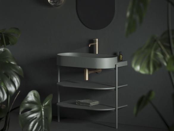 Ravak Umyvadlo Yard 80, s otvorem pro baterii, bez přepadu, černá matná