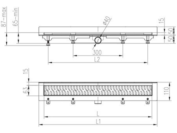 Žlab Chuděj LZB 40 Black (ke stěně)