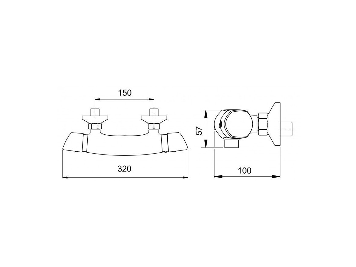 Novaservis Sprchová baterie Metalia 57 150 mm, chrom, nástěnná, termostatická, bez příslušenství,  57960/1,0