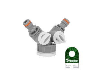 Skleněné –  Bradas Hadicová rozbočka - WHITE LINE se 2 uzávěry GW 1"/34"