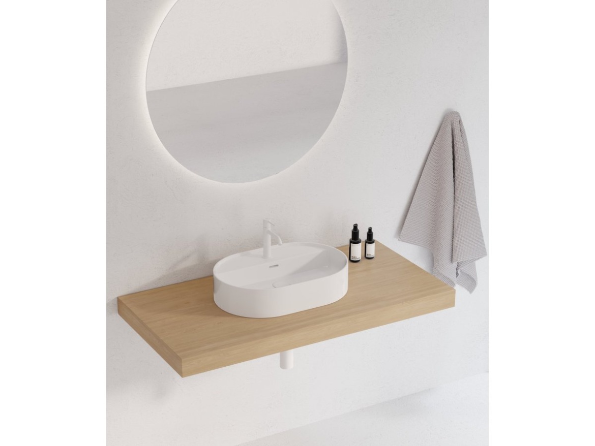 Ravak Umyvadlo Ceramic Slim Shelf O 55, s otvorem pro baterii, s přepadem, antracit