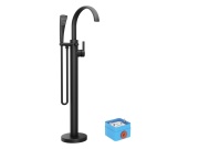 Ravak FM 080.20BLM.RB07A Vaňová batéria do podlahy pre R-box, so sprchovým setom, čierna matná