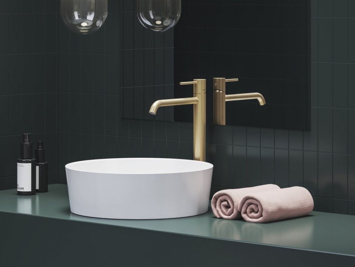 Ravak ES 015.61GLB Umývadlová batéria BeCool 340 mm bez odtokovej armatúry, Gold Brushed