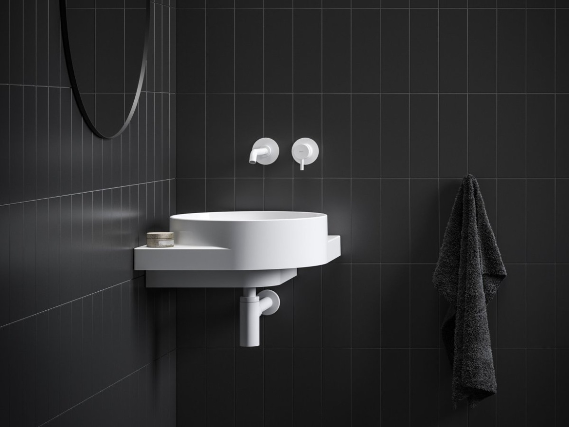 Ravak Umyvadlo Yard 45 C, bez otvoru pro baterii, bez přepadu, černá matná