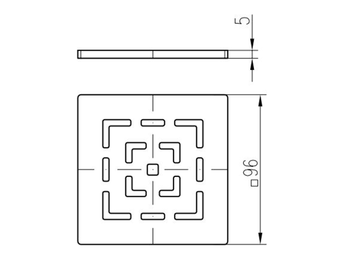 Chuděj ND-Mřížka nerez pro nástavec 100 × 100 mm