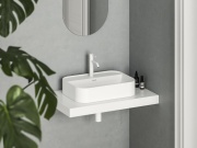 Ravak Umyvadlo Ceramic Slim Shelf R 55, s otvorem pro baterii, s přepadem, bílá matná