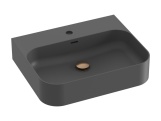 Ravak Umývadlo Ceramic Slim Wall R 55 N, s otvorom pre batériu, s prepadom, čierna matná