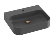 Ravak Umývadlo Ceramic Slim Wall R 55 N, s otvorom pre batériu, s prepadom, čierna matná