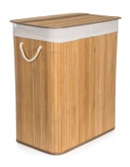 G21 Koš na prádlo  105 l s rozdělovačem, bambusový s bílým košem
