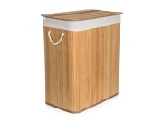 G21 Koš na prádlo  105 l s rozdělovačem, bambusový s bílým košem