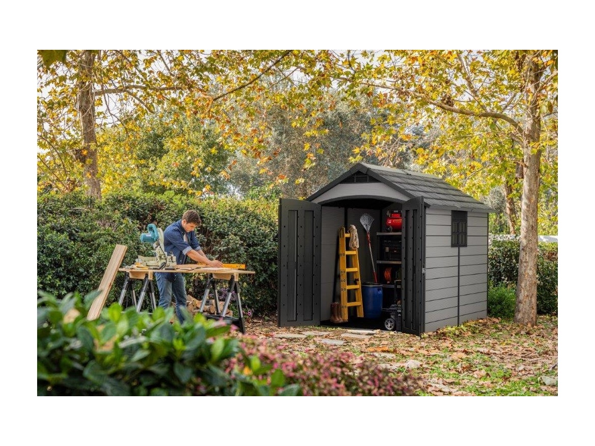 Keter Zahradní domek  Premier 759 šedý, s podlahou