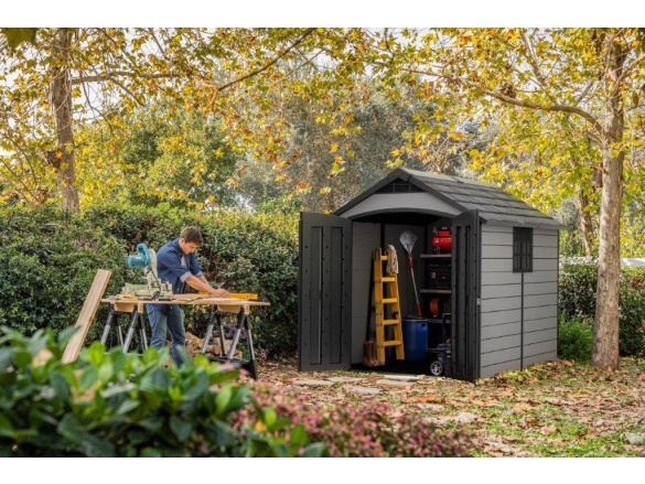 Keter Zahradní domek  Premier 759 šedý, s podlahou