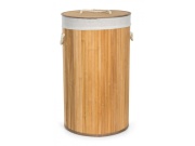 G21 Koš na prádlo  55 l, bambusový kulatý s bílým košem