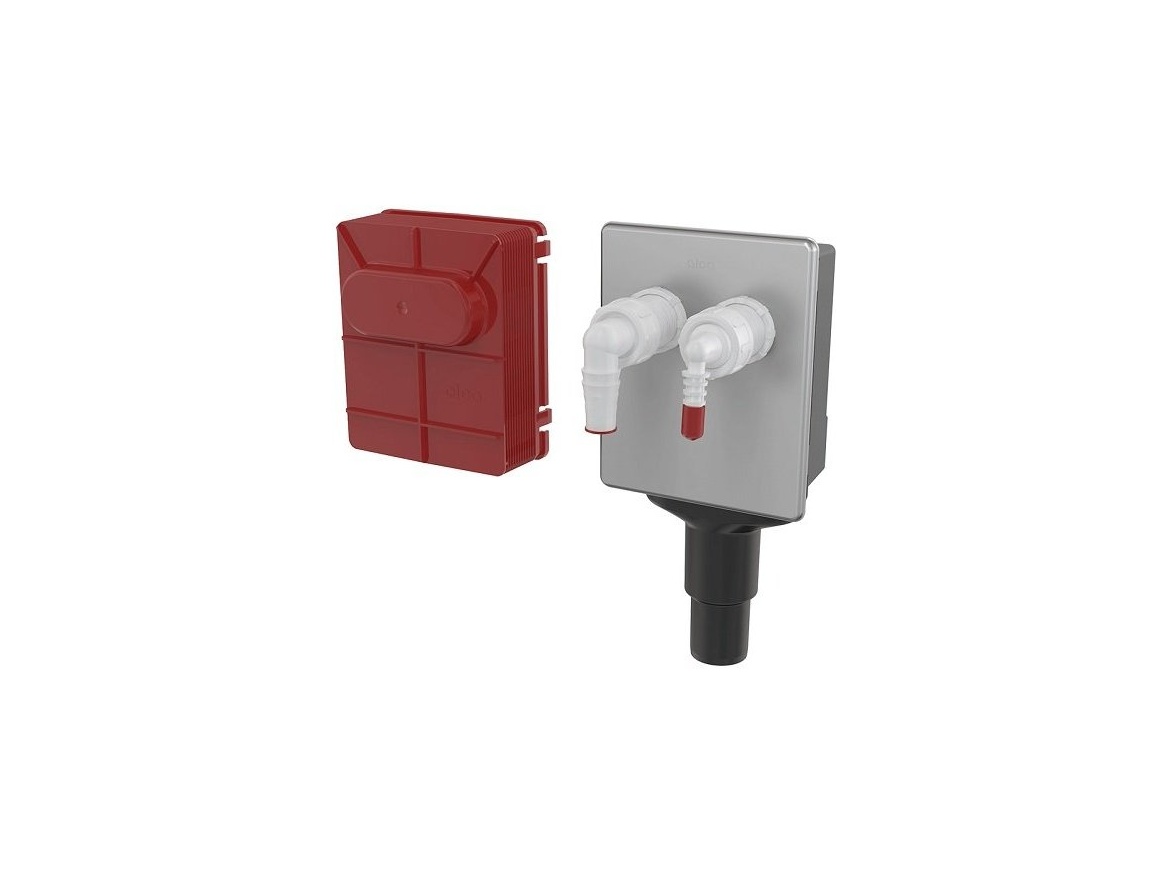 Alcadrain Pračkový sifon APS6, odpad 40/50 mm, podomítkový, dvojitý, bilý-nerez,  APS6