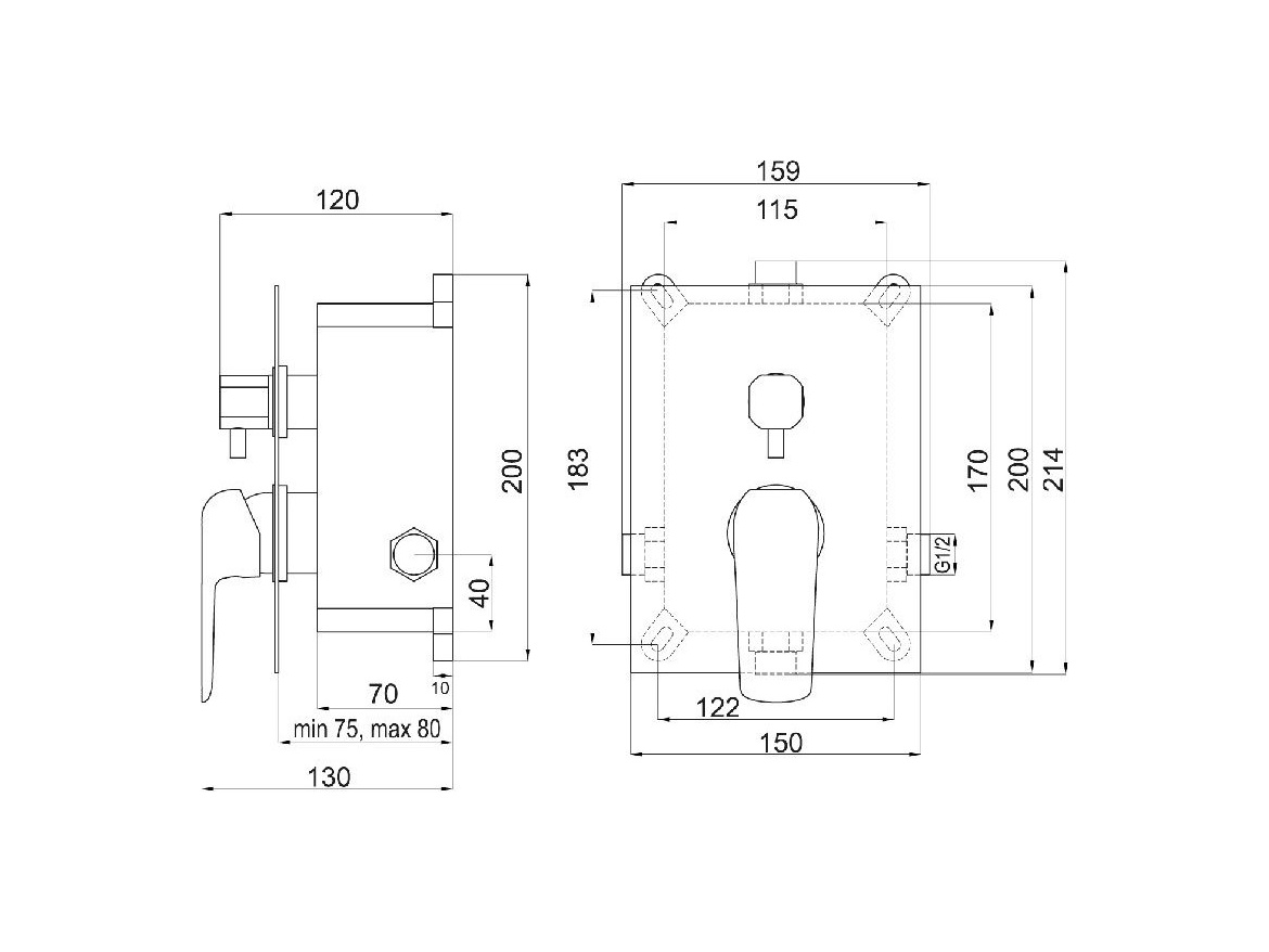 Novaservis Sprchová baterie Nobless Tina, chrom, podomítková, bez příslušenství,  BOX38051R,0