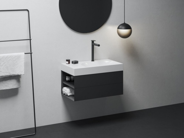 Ravak SG 015.20BLM Umyvadlová stojánková baterie 315 mm bez výpusti, černá matná