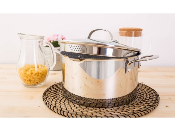 G21 Hrnec  Gourmet Miracle s cedníkem 28 cm s poklicí nerez/greblon