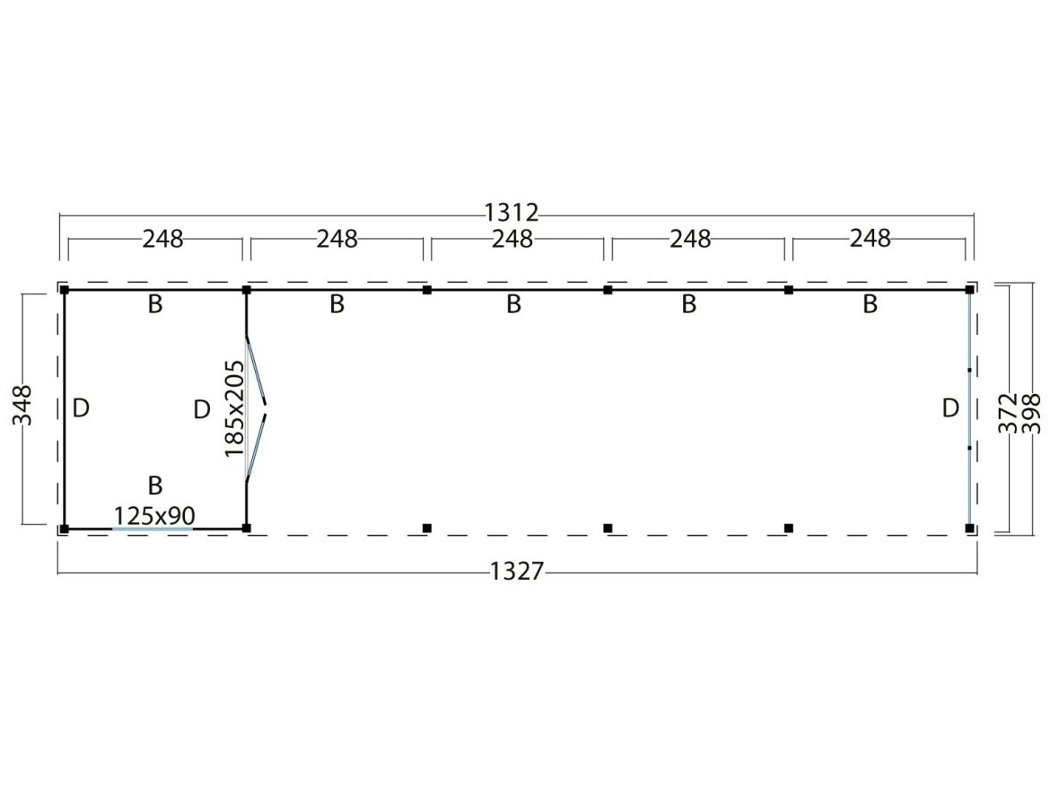 Wood satteldach Göteborg, typ 4 (schwarz gesprühte Wände)