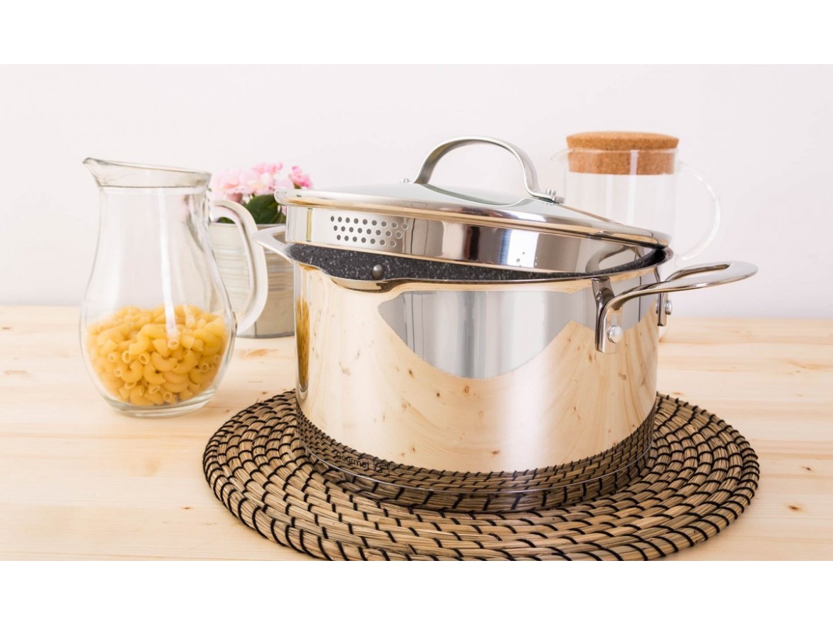 G21 Sada nádobí  Gourmet Miracle s cedníkem, 9 dílů, nerez/greblon