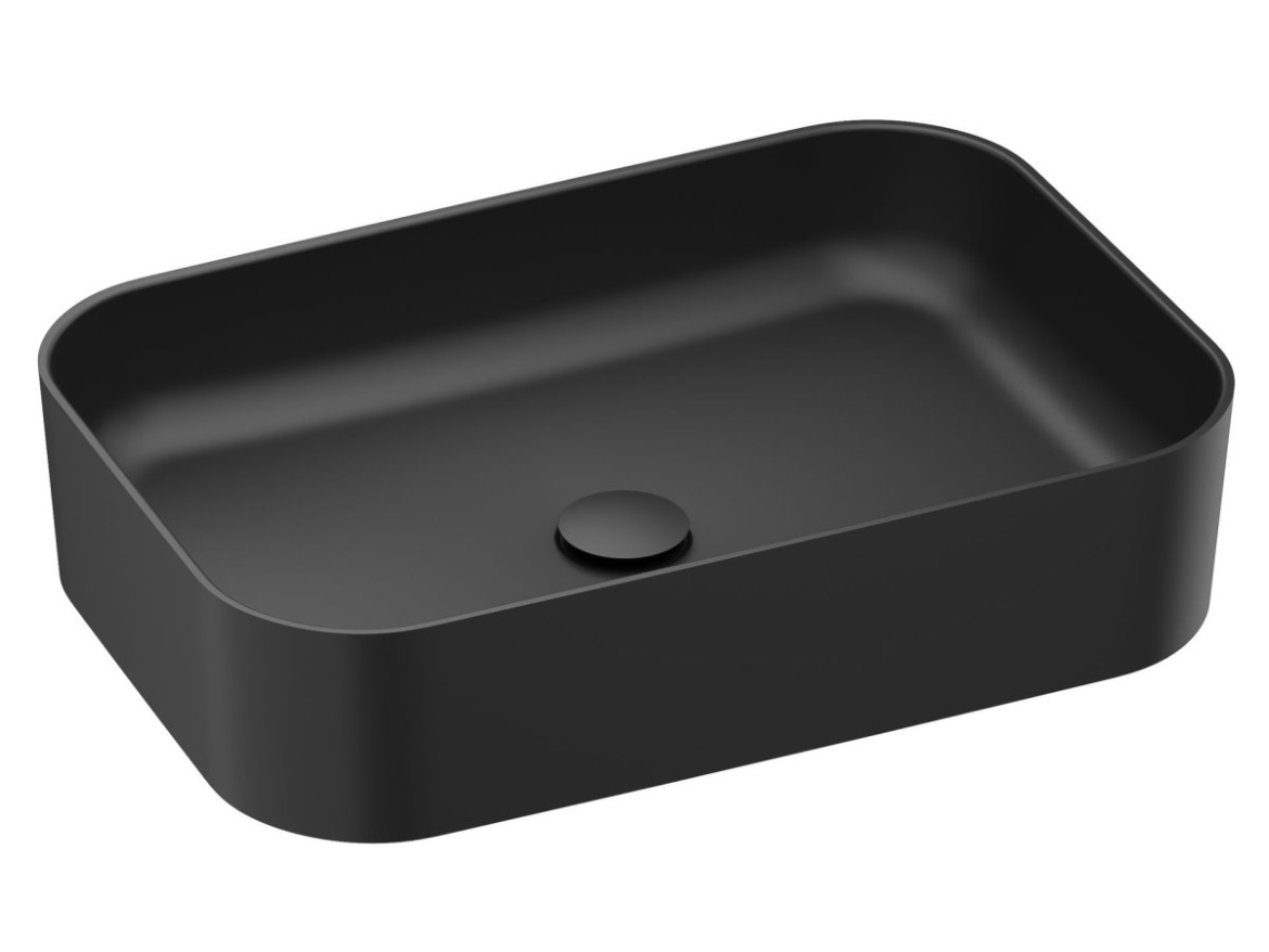 Ravak Umývadlo Ceramic Slim R 55, bez otvoru pre batériu, bez prepadu, čierna matná