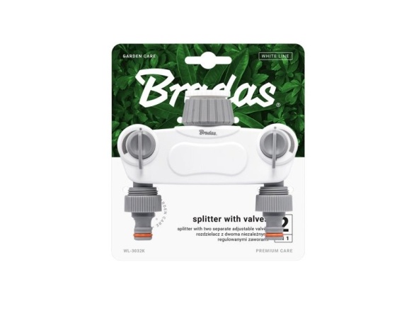 Bradas Dvoucestný rozdělovač Bradas White Line SOLID s ventily pro kohout 1" nebo 3/4"