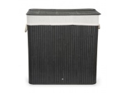 G21 Koš na prádlo  150 l s rozdělovači, bambusový černý s bílým košem