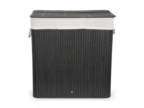 G21 Koš na prádlo  150 l s rozdělovači, bambusový černý s bílým košem